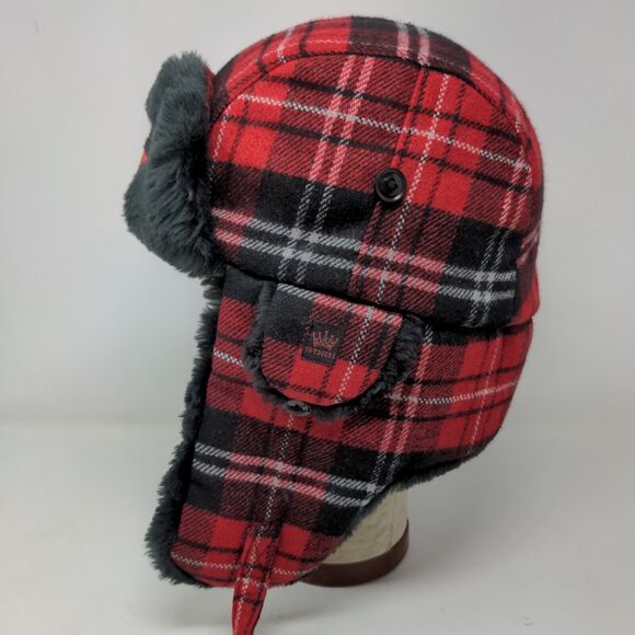 American Outdoors Men's Trapper Hat Red Plaid One Size Ear Flaps - Picture 5 of 11